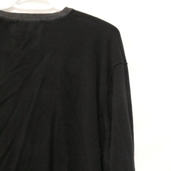 KENNETH COLE - Unlisted Production | 2XT | Black Henley Sweater | Grey Trim - Picture 11 of 14